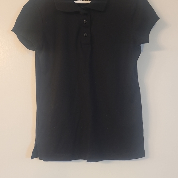 Children’s Short Sleeve Polo Shirt – Black, Button-Up Collar, Size (M) - Picture 1 of 3